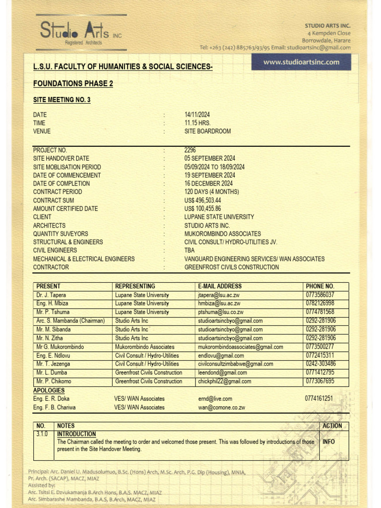 LSU Faculty of Humanities and Social Sciences - Phase 2 - Site Meeting ...