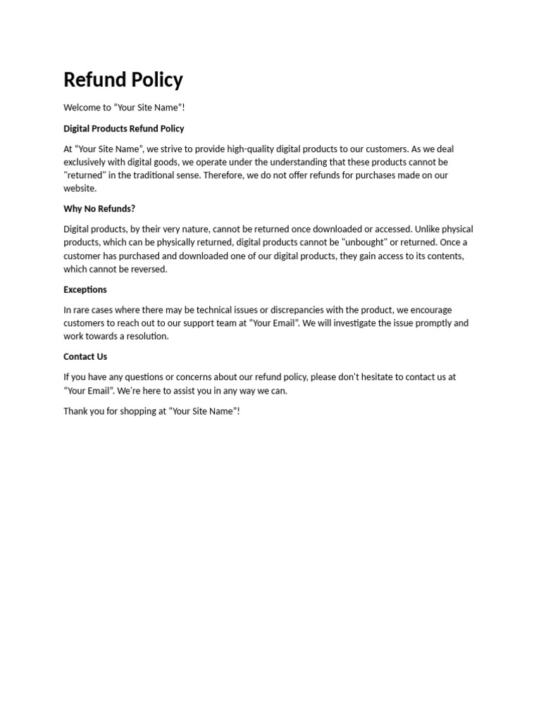 Refund Policy For Digital Products | PDF