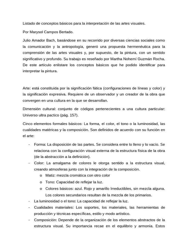 Conceptos Básicos para La Interpretación de Las Artes Visual | PDF ...