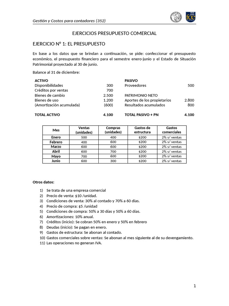Presupuesto Comercial | PDF | Presupuesto | Hoja de balance