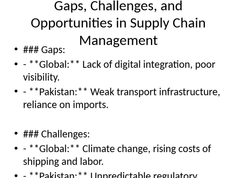 Supply Chain Gaps Challenges Opportunities | PDF