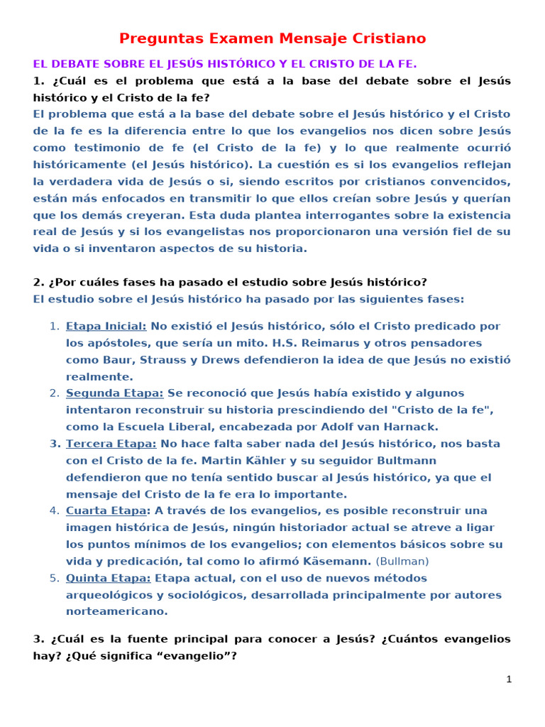 Debate sobre Jesús Histórico y Cristo de Fe | PDF | Jesús | La ...