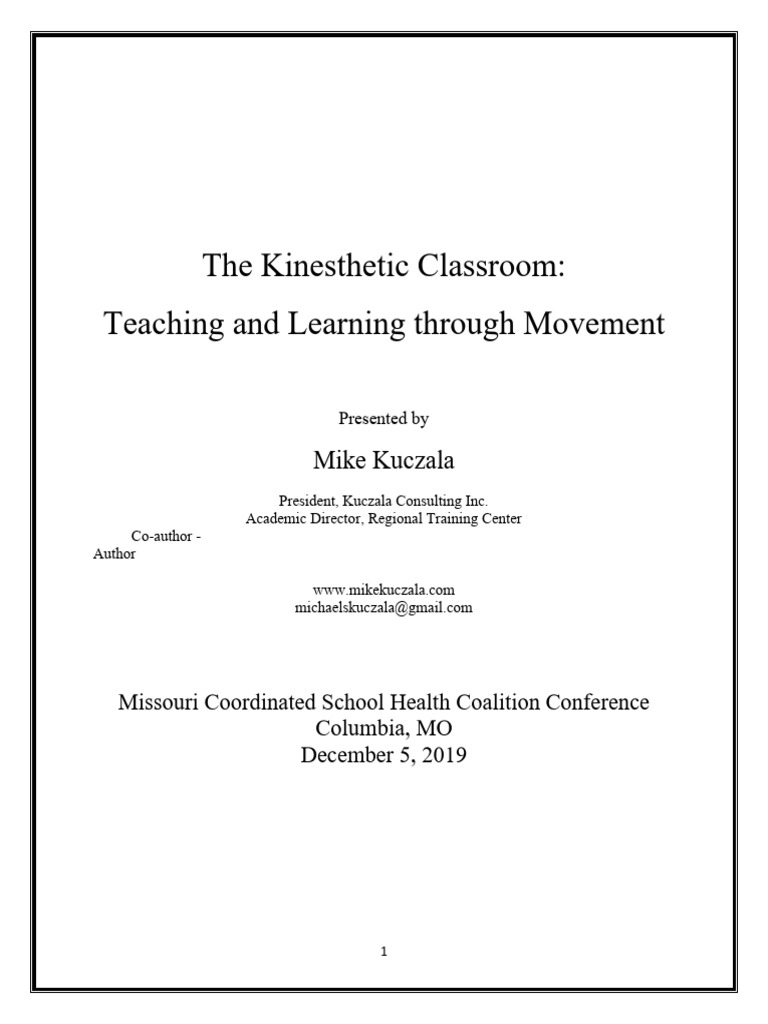 Partager 'Kinesthetic Classroom - PDF' | PDF | Learning | Awareness