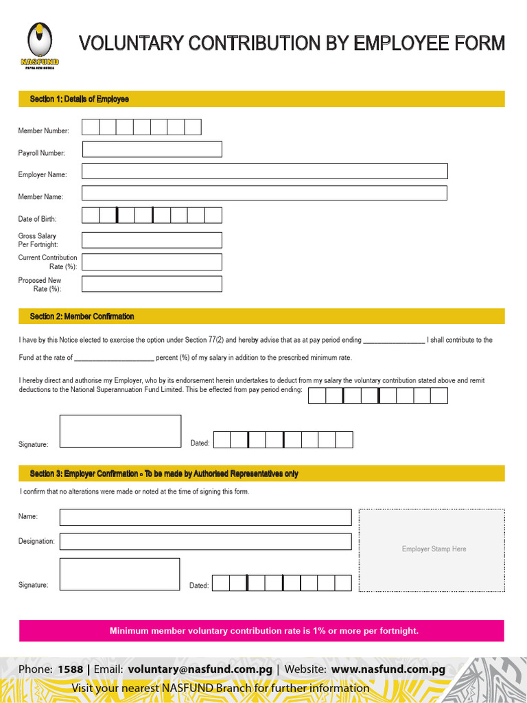 Employee Voluntary Contribution Form | PDF