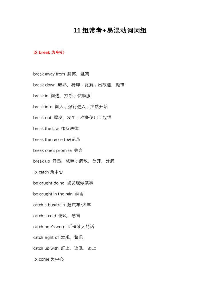 英语】11组常考易混动词词组| PDF