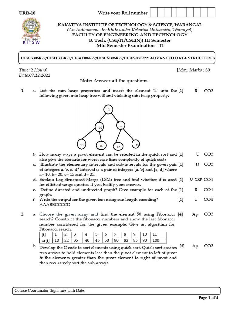 ADS_MSE2_QP | PDF | Discrete Mathematics | Algorithms And Data Structures