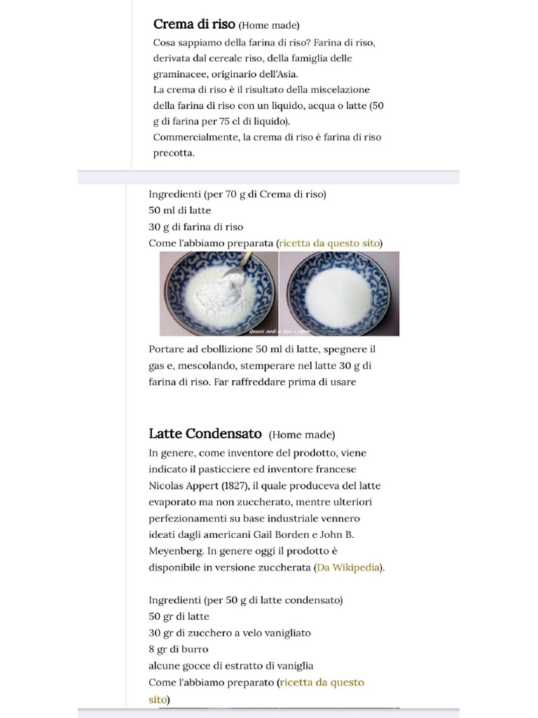 Ricetta Crema Di Riso | PDF