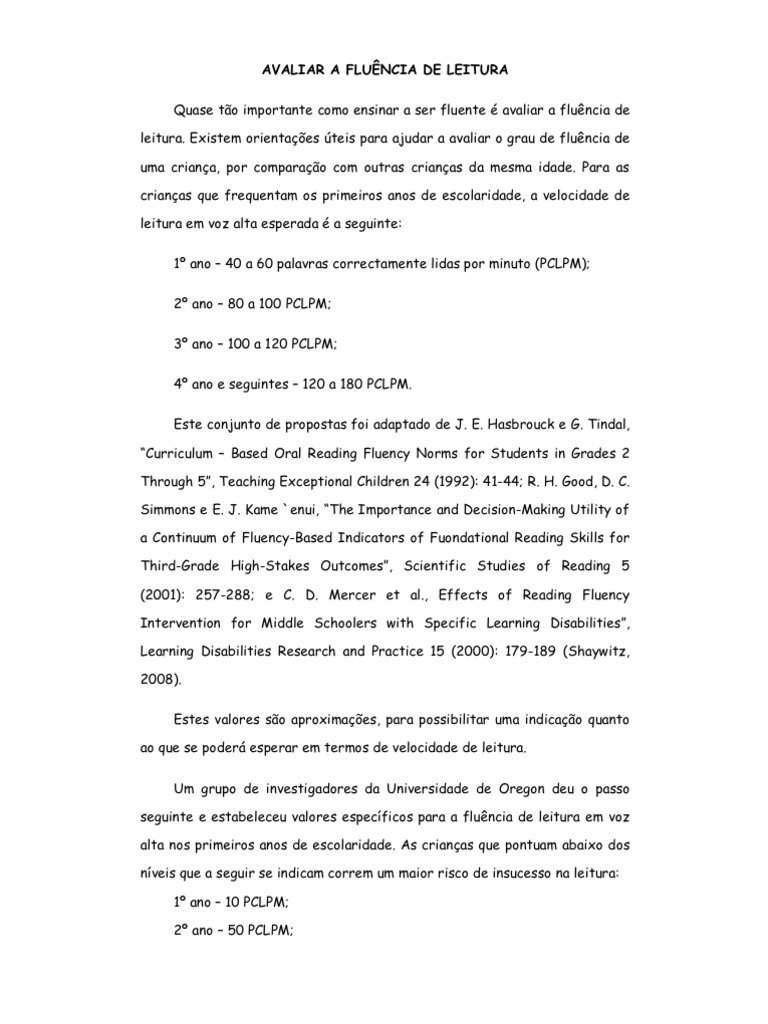 A Fluência De Leitura Oral é Definida Com Frequência Como: