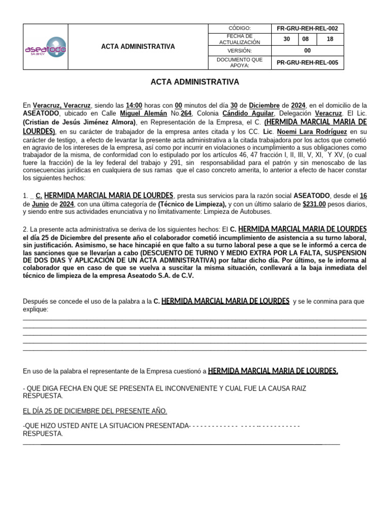Acta Administrativa | PDF