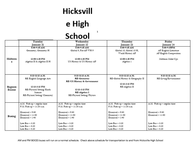 Regents Schedule PDF Advanced Placement