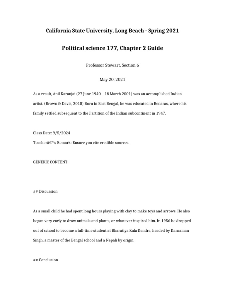 Political Science 177 Chapter 2 Guide | PDF