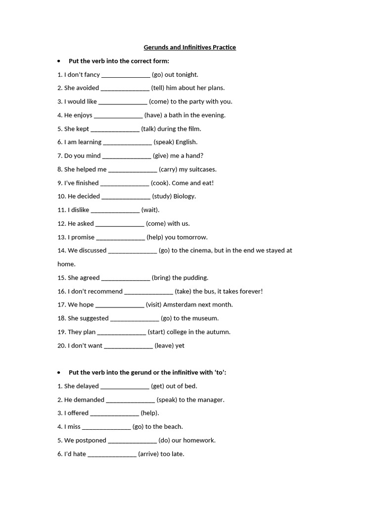 English Verb Forms Practice | PDF