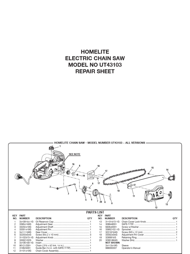 Homelite UT43103 Chain Saw Repair Guide | PDF | Manufactured Goods ...