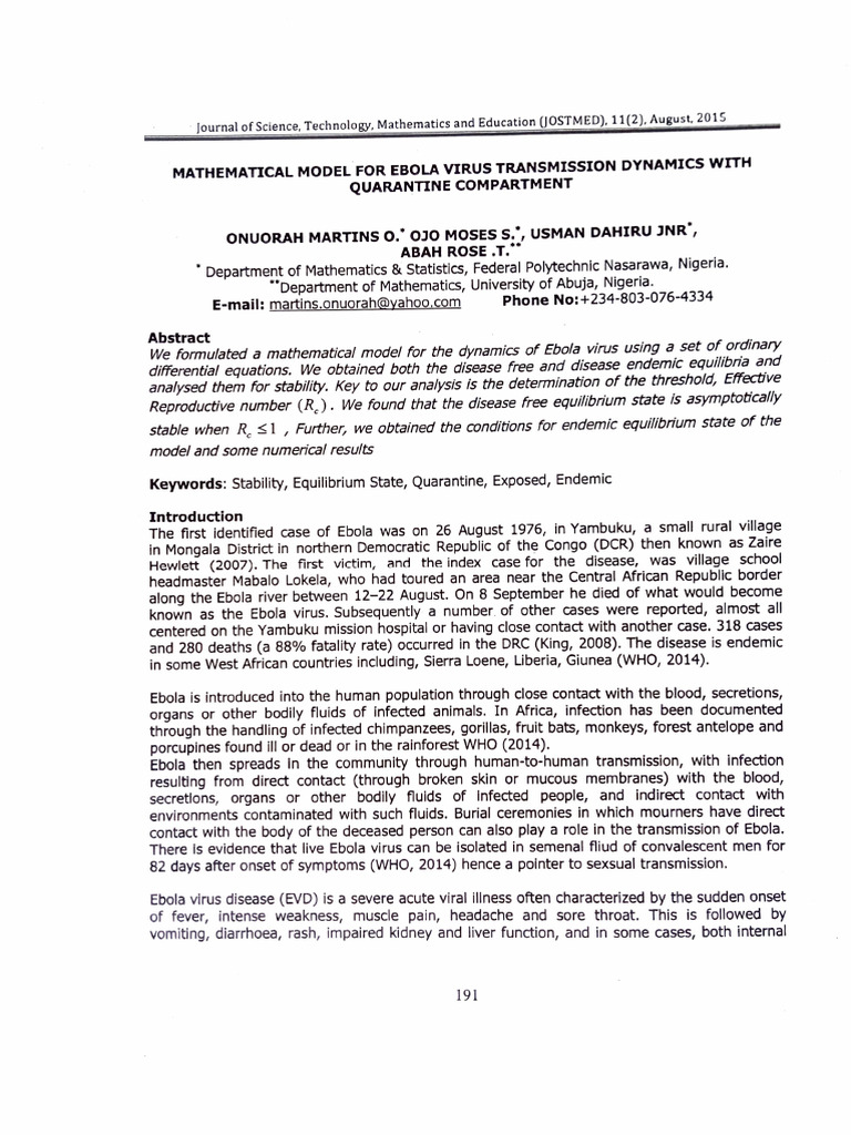 11 - Mathematical Model of Ebola Virus Transmission Dynamics With ...