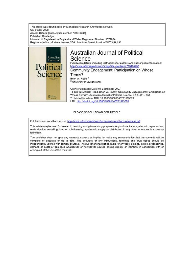 Community Engagement in Democracy | PDF | Social Capital | Non ...