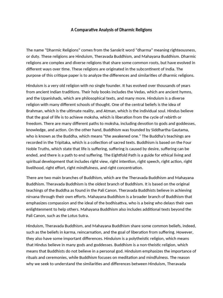 Comparative Study of Dharmic Religions | PDF | Dharma | Moksha