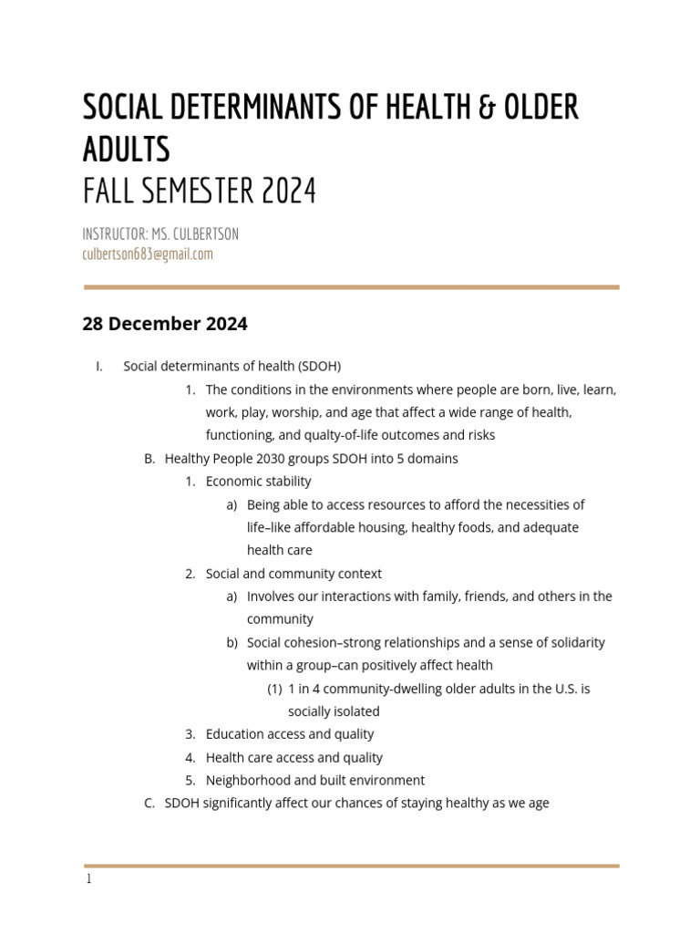 Social Determinants of Health & Older Adults | PDF | Health Care