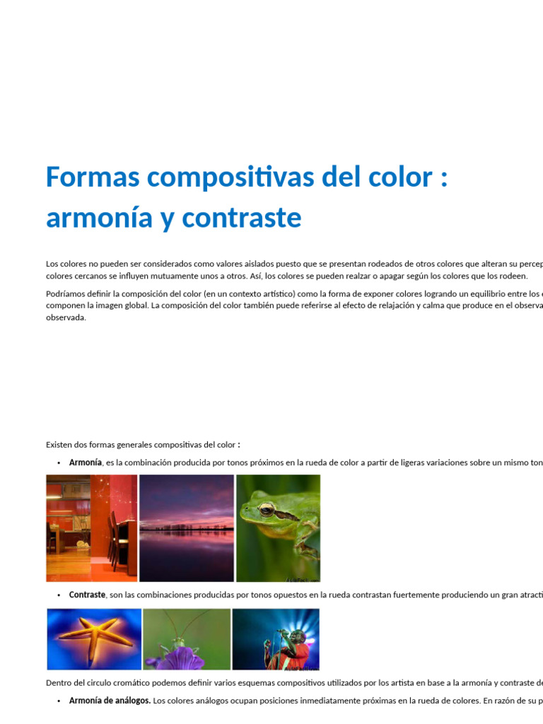 Composición del Color: Armonía y Contraste | PDF | Color | Armonía