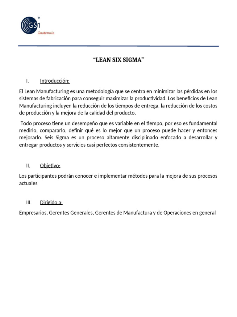 Lean Six Sigma: Mejora de Procesos Empresariales | PDF