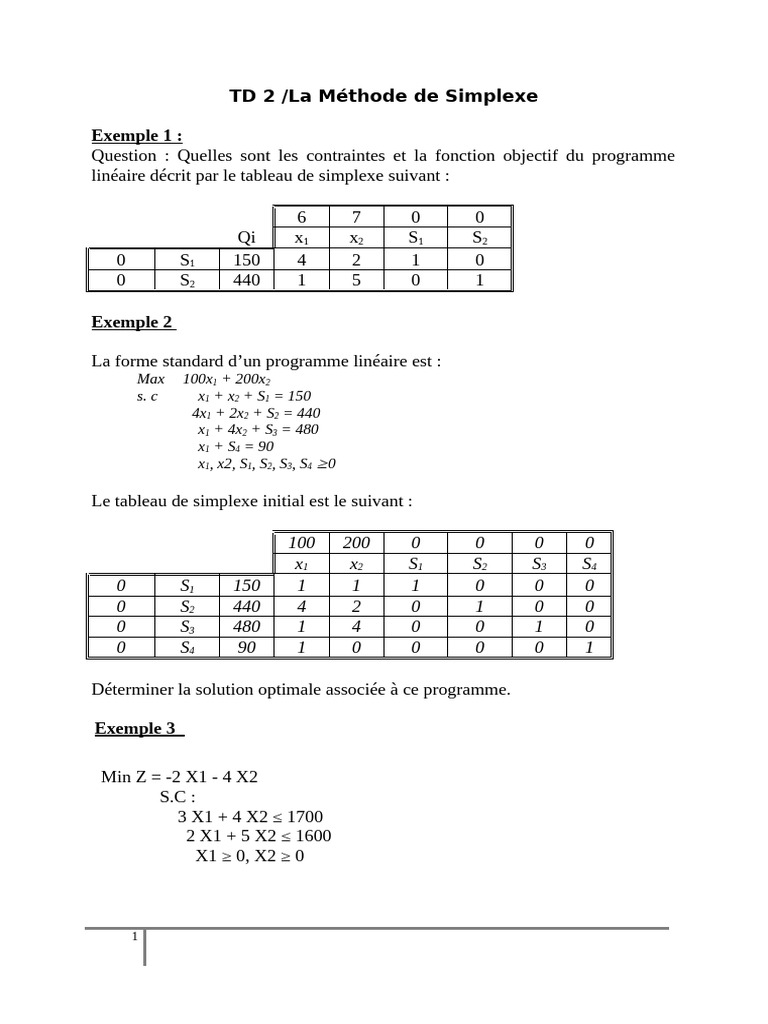Tableau de Simplexe et Optimisation | PDF