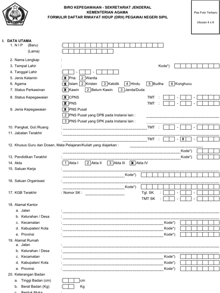Contoh Curriculum Vitae Pegawai Negeri Sipil Terbaru  