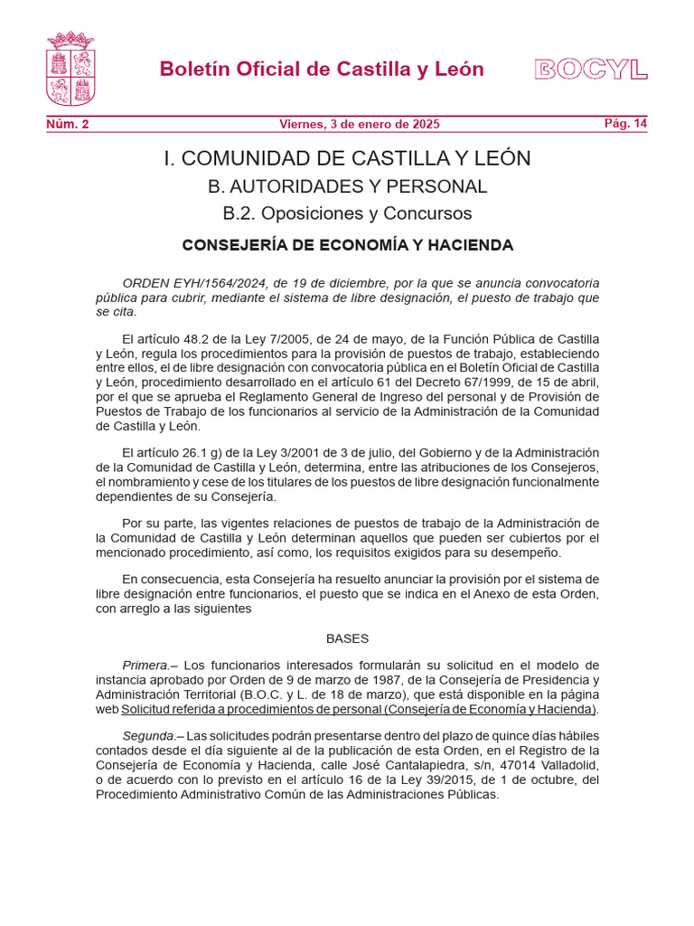 Convocatoria Técnico Asesor en Castilla y León | PDF | Gobierno