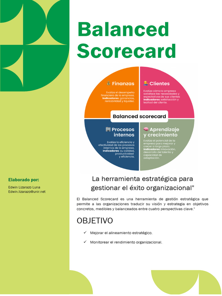 Implementación del Balanced Scorecard | PDF | Indicador de rendimiento ...
