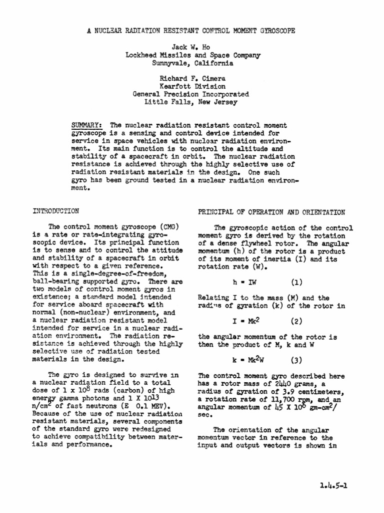 Nuclear Radiation Resistant Gyroscope | PDF | Gyroscope | Physical ...
