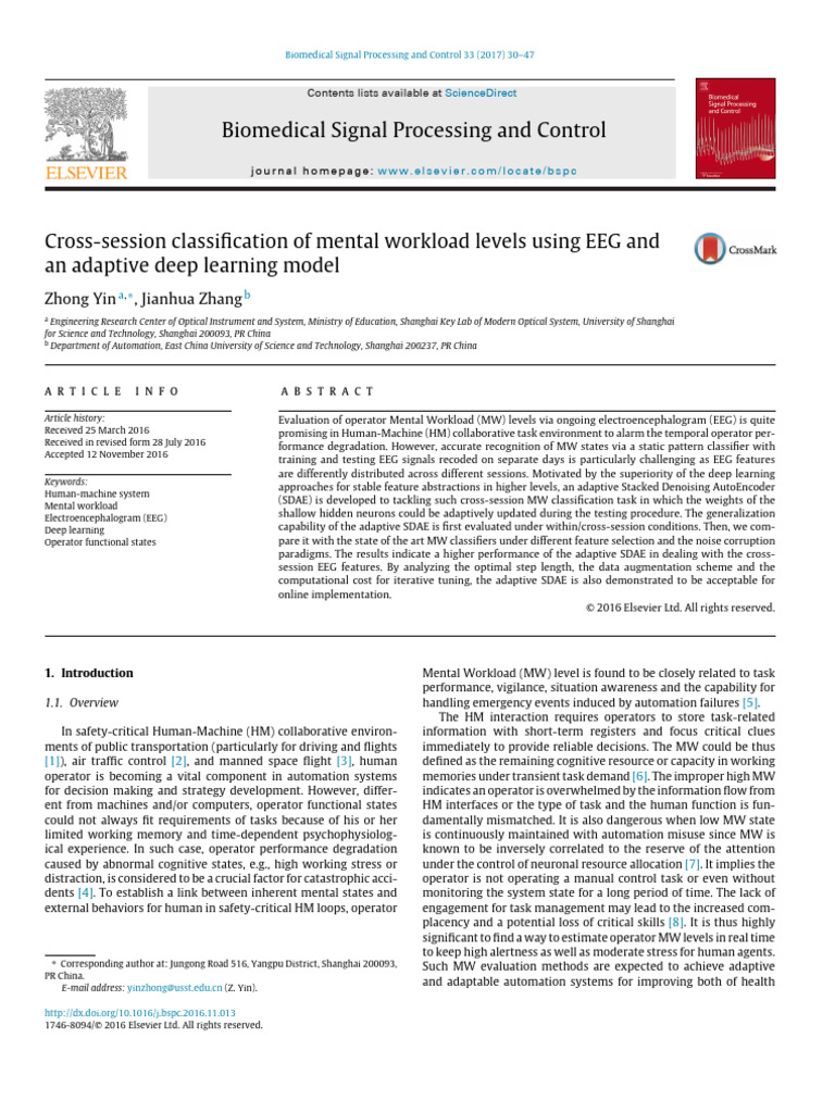 Cross Sectional Mental Workload | PDF | Deep Learning ...