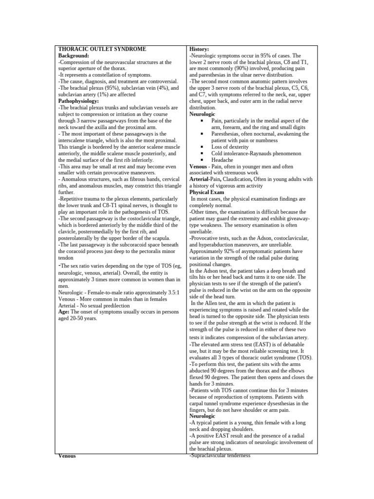 Thoracic Outlet Syndrome | PDF | Arm | Nervous System