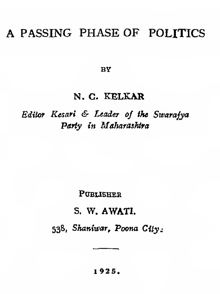 A Passing Phase in Politics N C Kelkar | PDF
