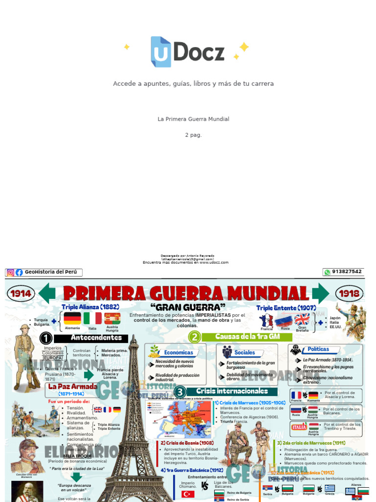 Causas y Desarrollo de la 1ra Guerra Mundial | PDF | imperio Alemán ...