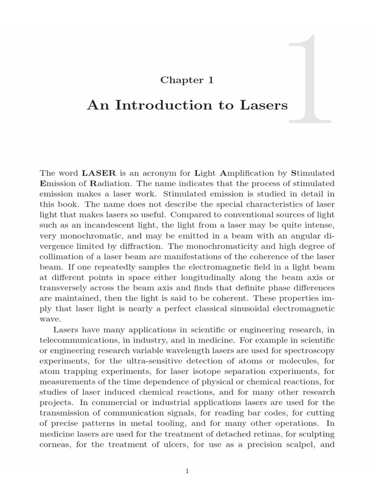 Introduction to Laser Fundamentals | PDF | Photon | Emission Spectrum