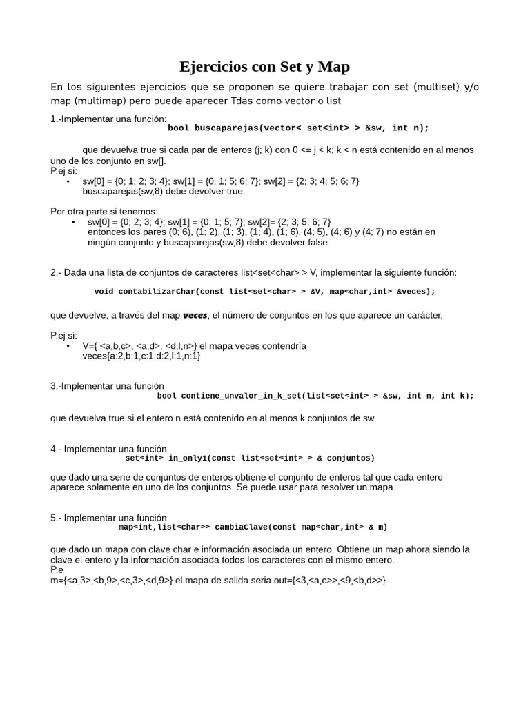 Ejercicios de Programación con Set y Map | PDF | Programación de ...