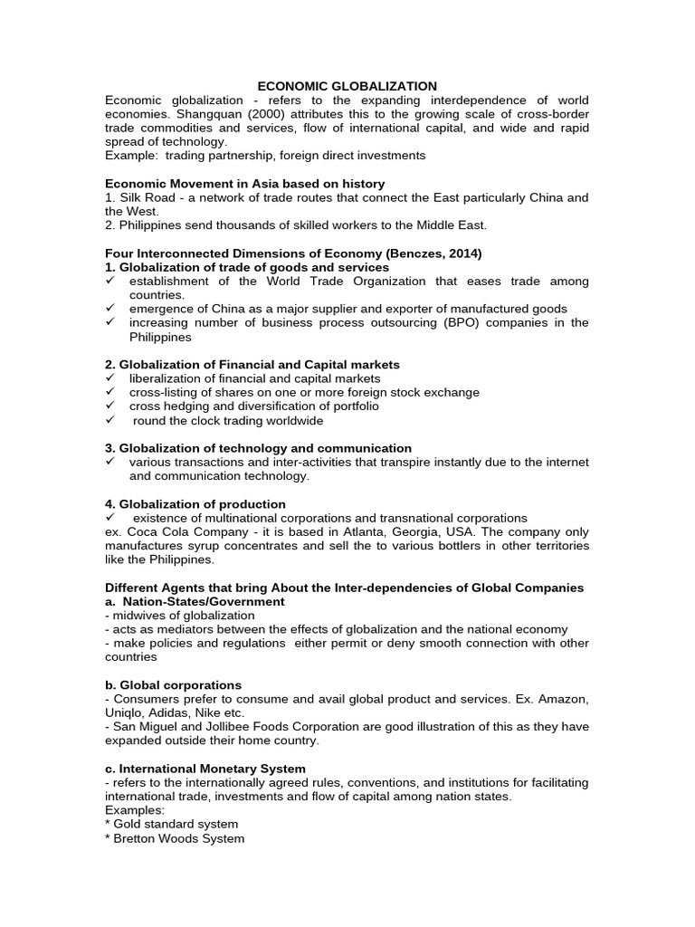 ECONOMIC-GLOBALIZATION | PDF | Globalization | Economic Globalization
