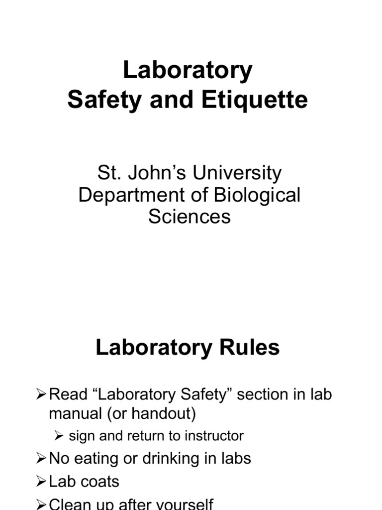 Laboratory Safety Guidelines and Etiquette | PDF