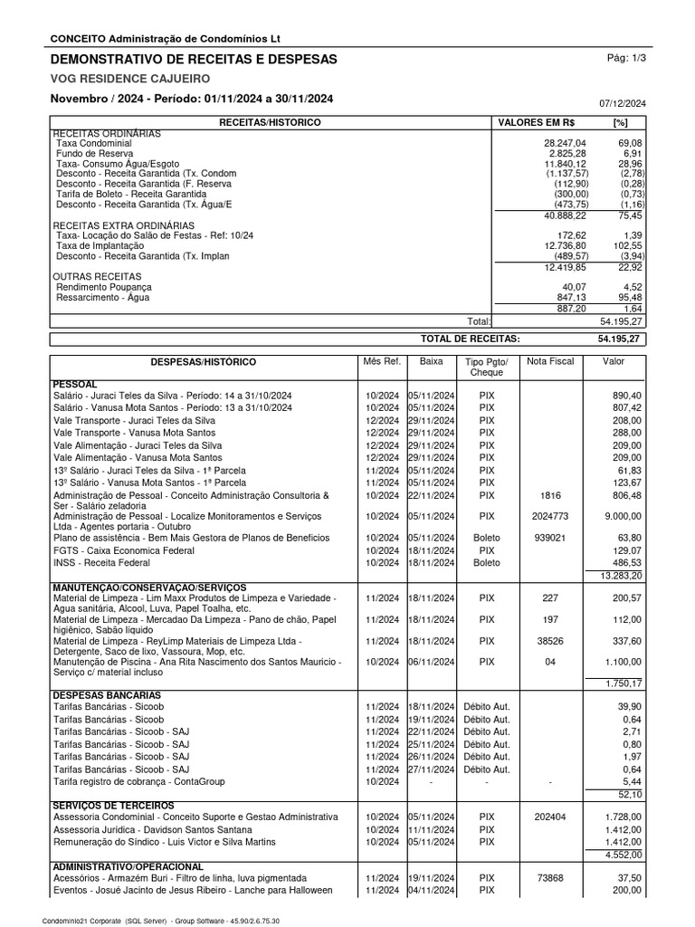 Demonstrativo Financeiro 11-2024 | PDF