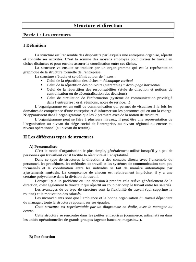 Types de structures organisationnelles | PDF | Business | la communication