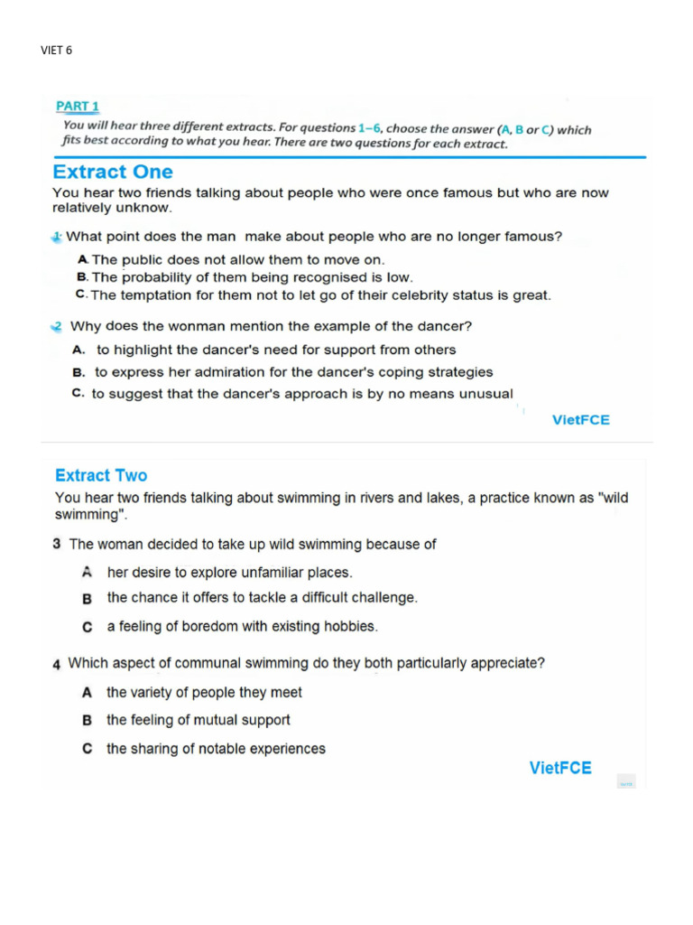 VIET 6 CAE Listening | PDF