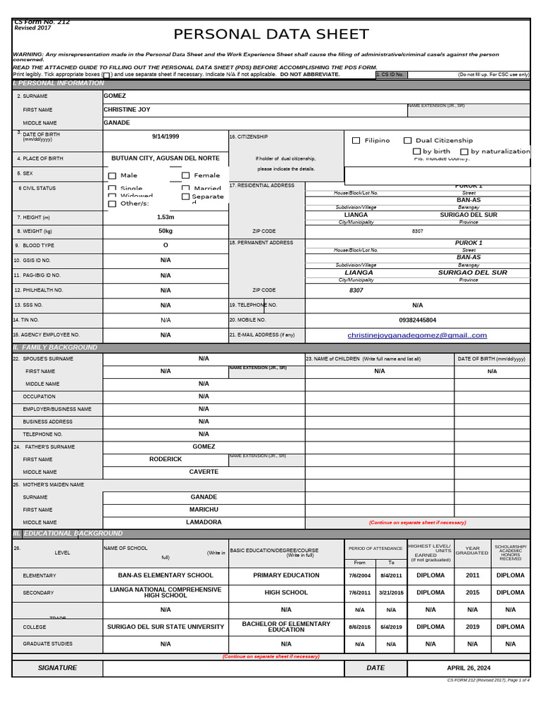 Personal Data Sheet Template | PDF | Justice | Crime & Violence