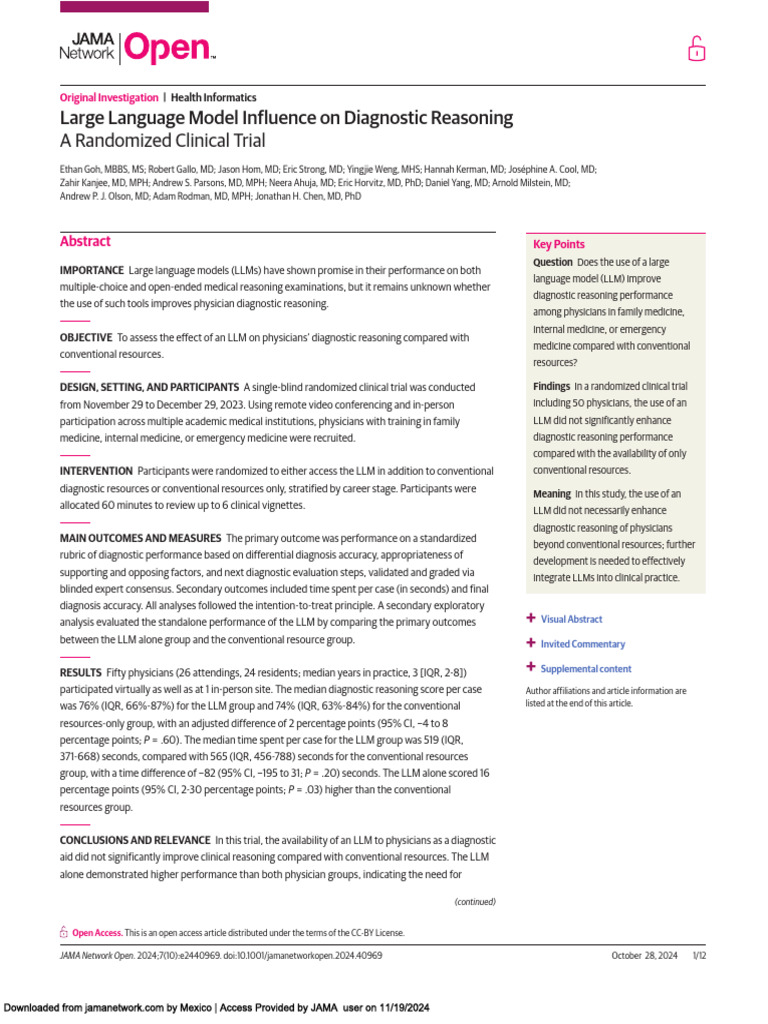 Large Language Model Influence On Diagnostic Reasoning ...