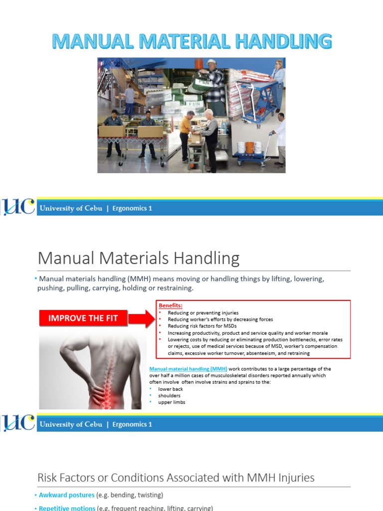 Ergonomics in Manual Handling | PDF | Workplace | Occupational Safety ...