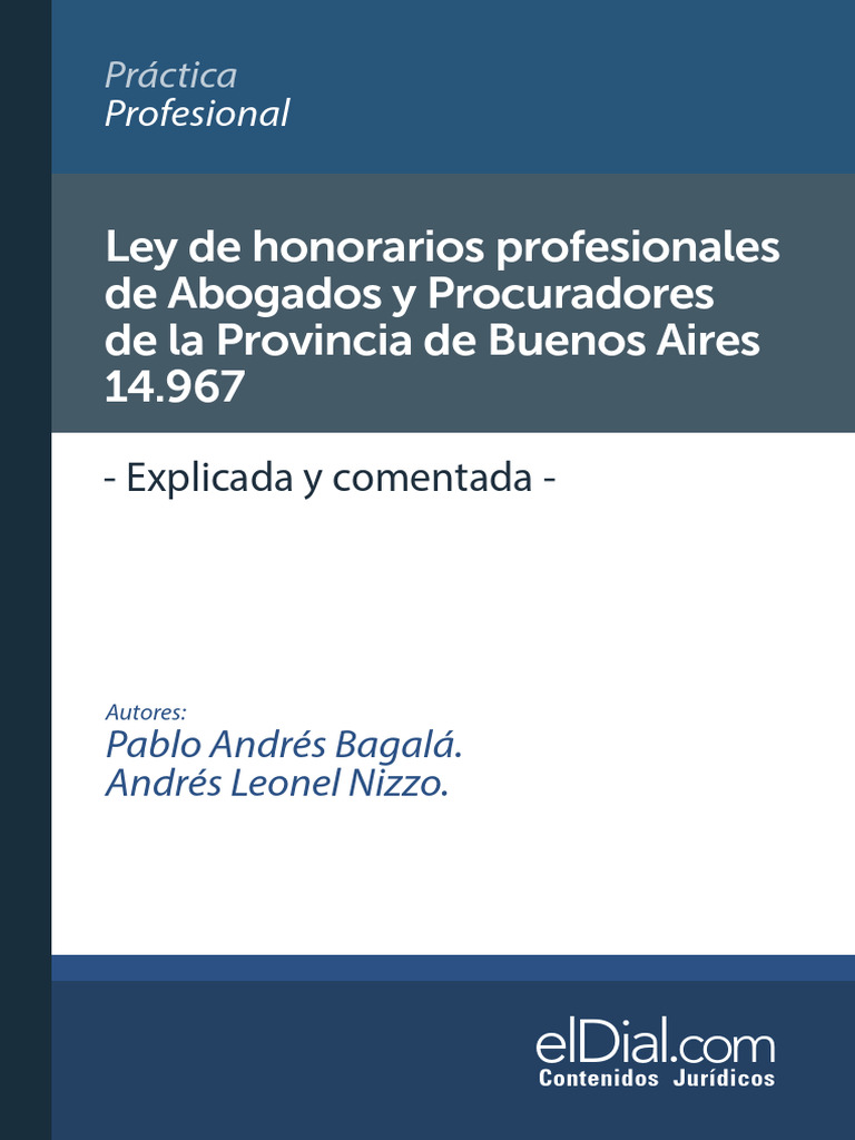 Ley de Honorarios Profesionales PBA - COMENTADA | PDF | Abogado | Mediación