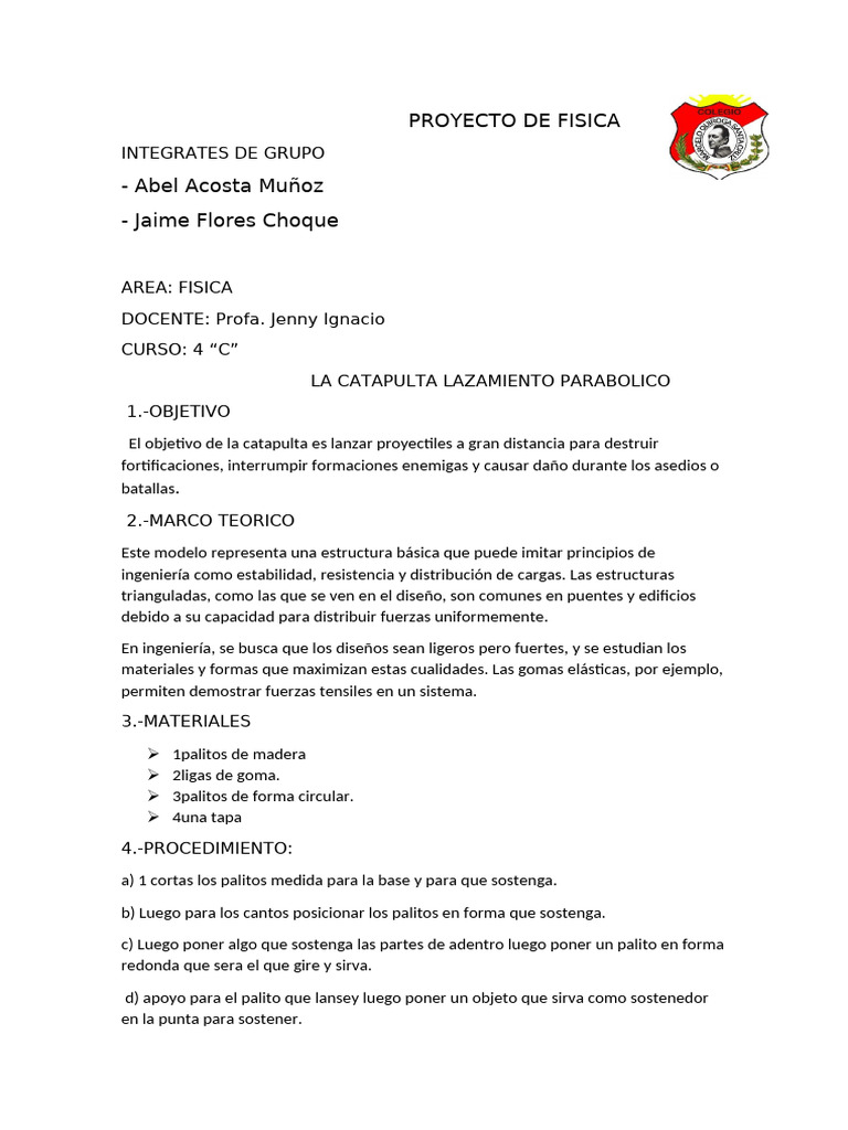 Proyecto De Fisica Pdf