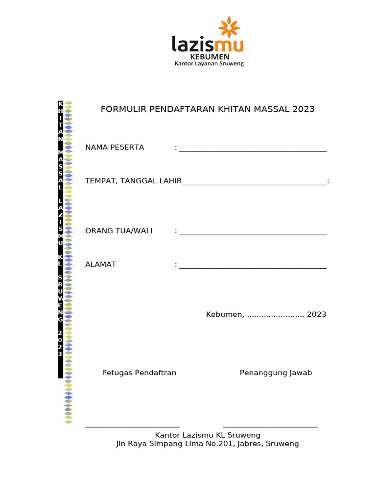 Formulir Khitan Massal Lazismu | PDF