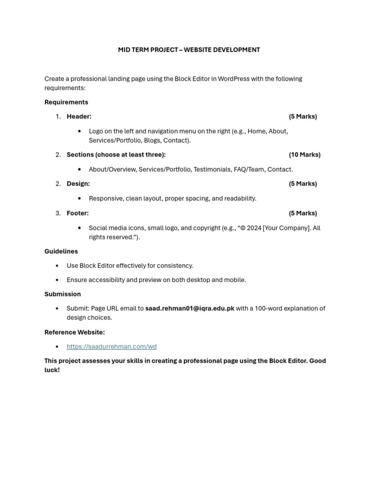 Website Development - Project Requirements and Guidelines | PDF