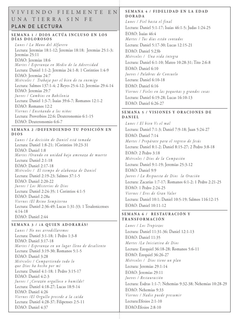 Plan de Lectura: Libro de Daniel | PDF | Biblia | El antiguo Israel y Judá