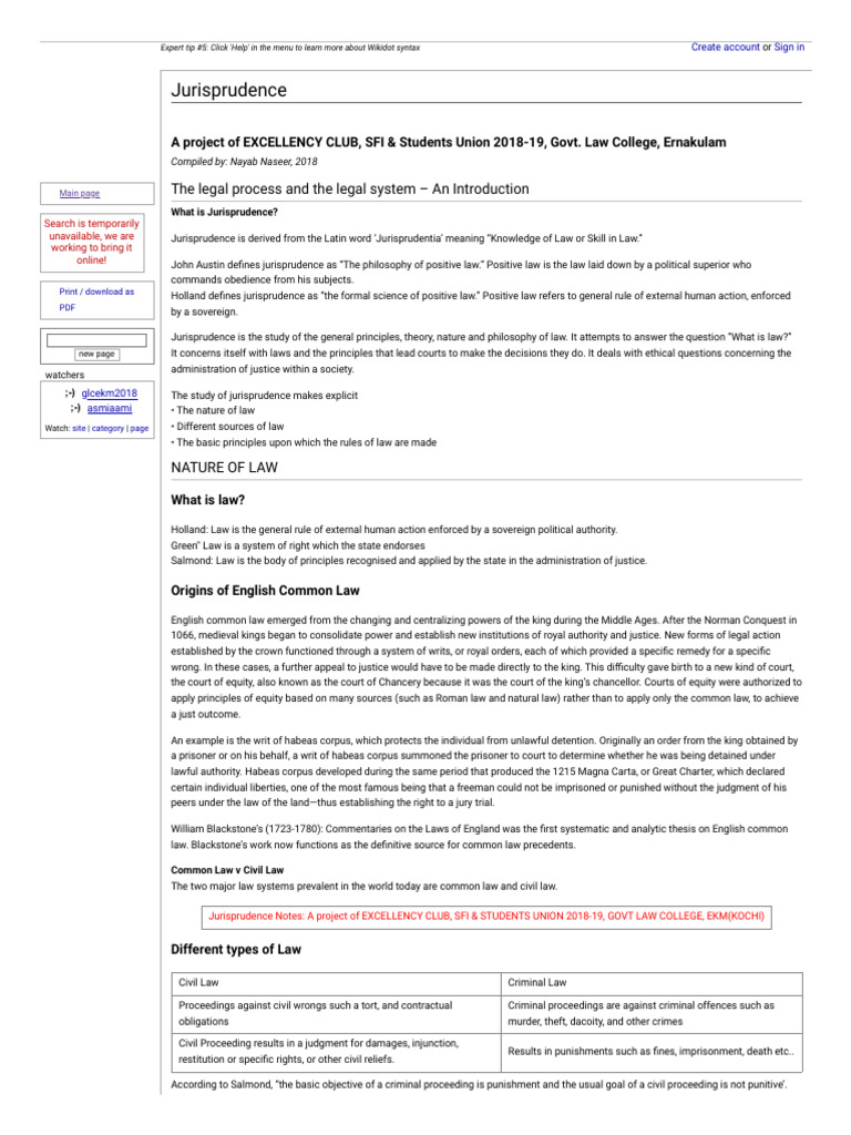 Jurisprudence - 3 Year LLB Notes - Excellency Club, GLCE Students Union ...