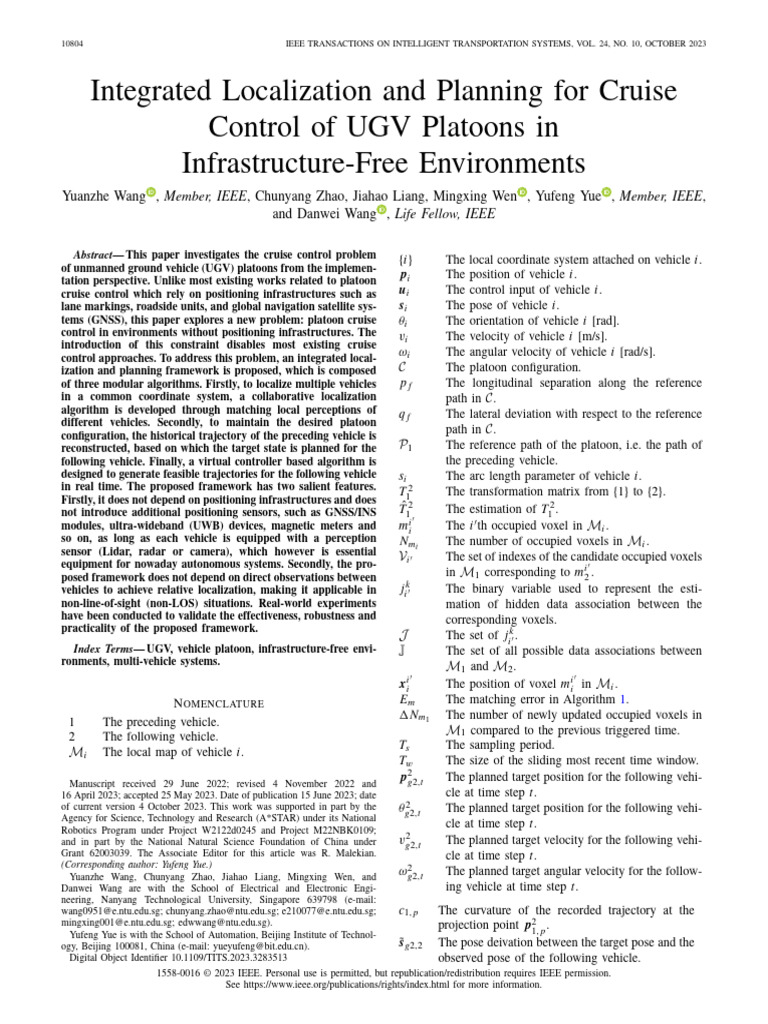 Integrated Localization and Planning For Cruise Control of UGV Platoons ...