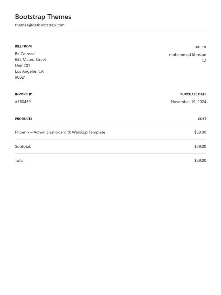 Invoice - Bootstrap Themes | PDF
